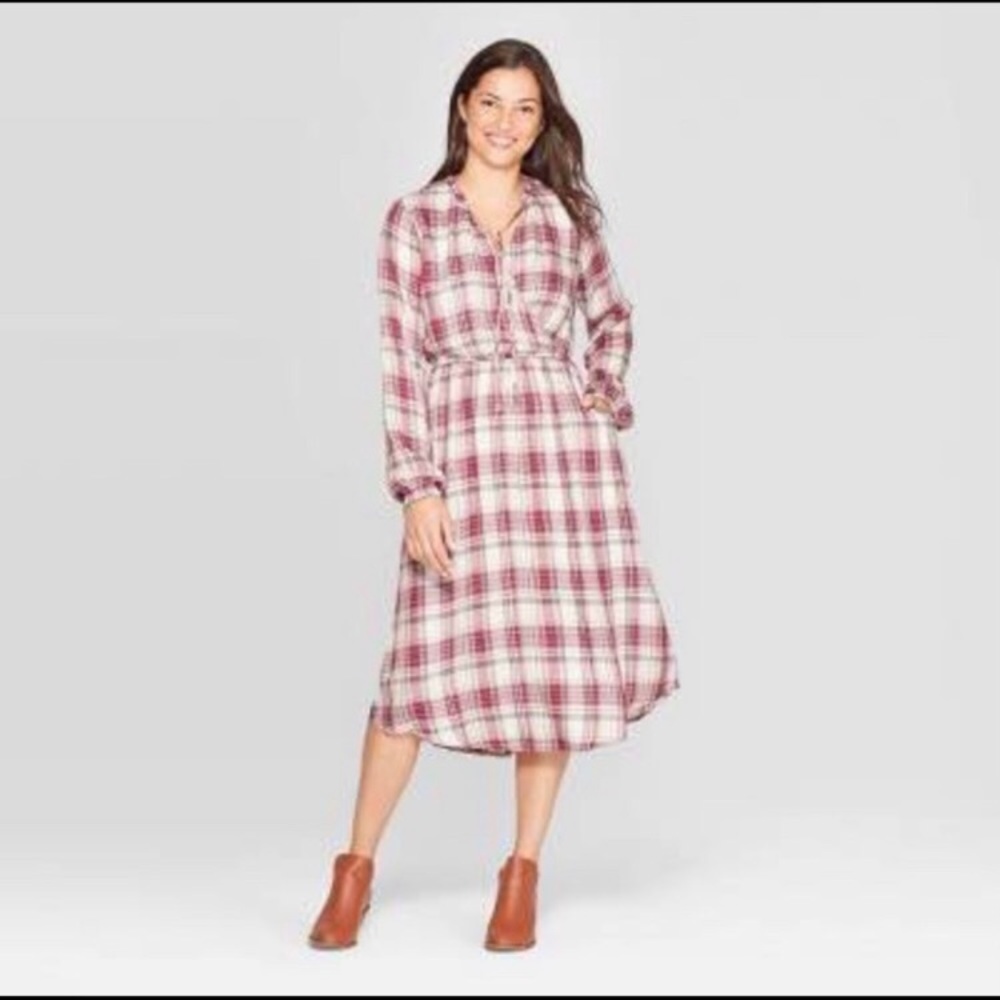 Knock Rose plaid midi Dress XXL